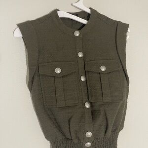 Express Olive Sleeveless Blouse